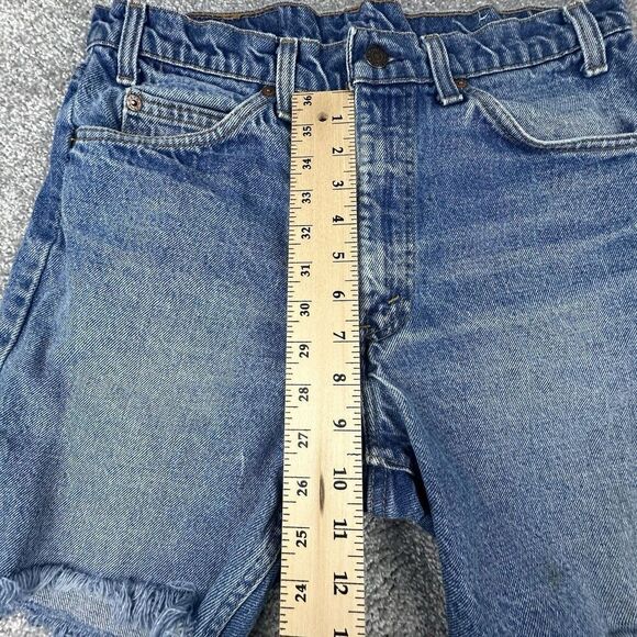Vintage 90s Levis Cut Off Jorts Mens 31x7 Regular Orange Tab Shorts Denim Blue - Picture 5 of 9